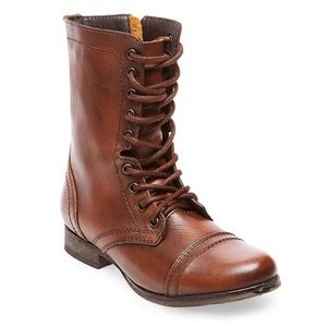Steve Madden Troopa Brown Leather Combat Boots